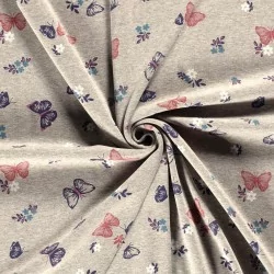 Sweat Fabric Alpine Fleece Butterflies and Flowers | Wolf Fabrics