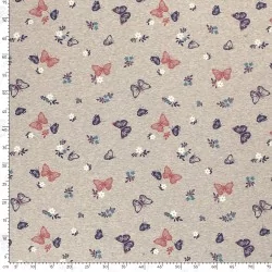 Sweat Fabric Alpine Fleece Butterflies and Flowers | Wolf Fabrics