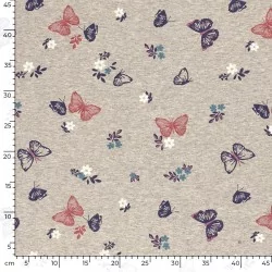 Sweat Fabric Alpine Fleece Butterflies and Flowers | Wolf Fabrics