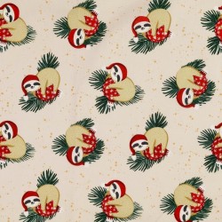 Fabric Cotton Lazy in Santa Claus Ivory Background | Wolf Fabrics