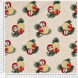 Fabric Cotton Lazy in Santa Claus Ivory Background | Wolf Fabrics