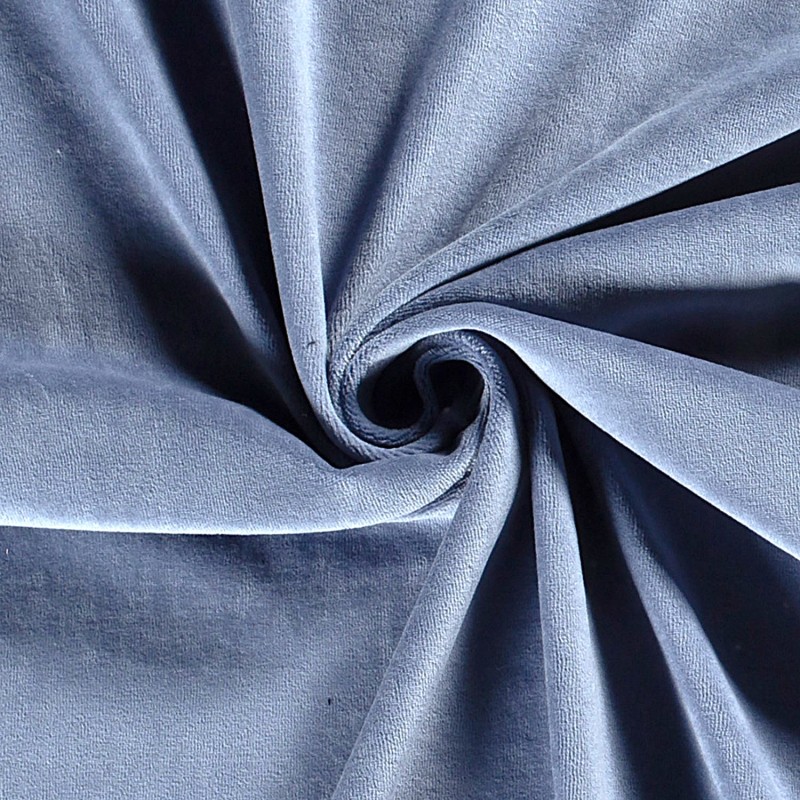 Light Cornflower Blue Cotton Velvet Jersey Fabric | Wolf Fabrics