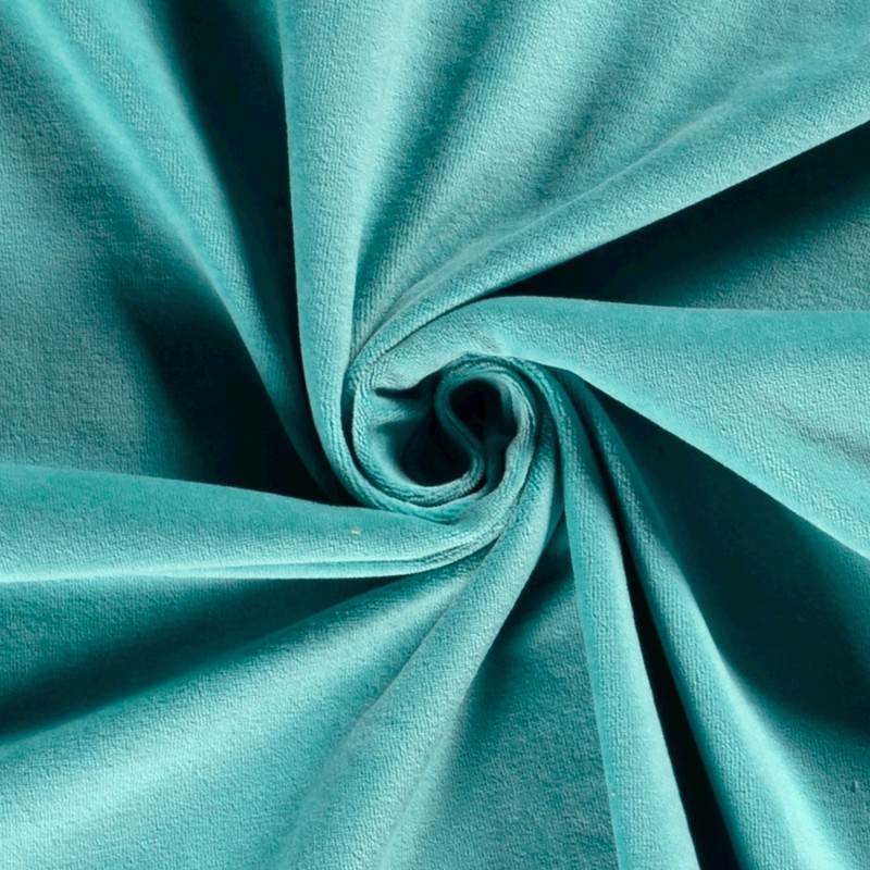 Turquoise Cotton Velvet Jersey Fabric | Wolf Fabrics