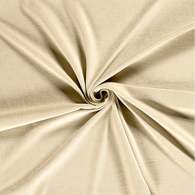 Light Beige Velvet Jersey Cotton Fabric | Wolf Fabrics