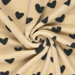 Sherpa Fur Fabric Hearts Beige Background |Wolf Fabrics