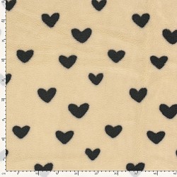 Sherpa Fur Fabric Hearts Beige Background |Wolf Fabrics