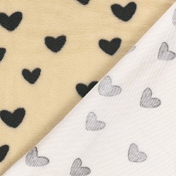 Sherpa Fur Fabric Hearts Beige Background |Wolf Fabrics