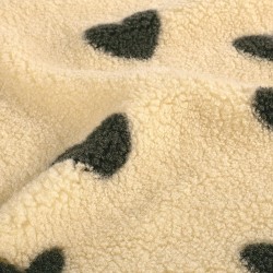 Sherpa Fur Fabric Hearts Beige Background |Wolf Fabrics