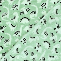 Dinosaur Sherpa Fleece Fabric Mint Green Background |Wolf Fabrics