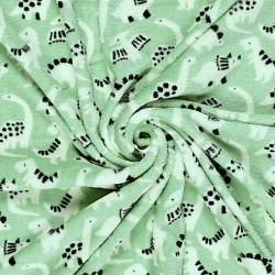 Dinosaur Sherpa Fleece Fabric Mint Green Background |Wolf Fabrics