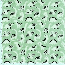 Dinosaur Sherpa Fleece Fabric Mint Green Background |Wolf Fabrics