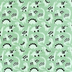 Dinosaur Sherpa Fleece Fabric Mint Green Background |Wolf Fabrics