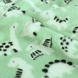 Dinosaur Sherpa Fleece Fabric Mint Green Background |Wolf Fabrics