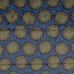 Suede fabric blue mandala flowers double-sided camel fur | Wolf Fabrics