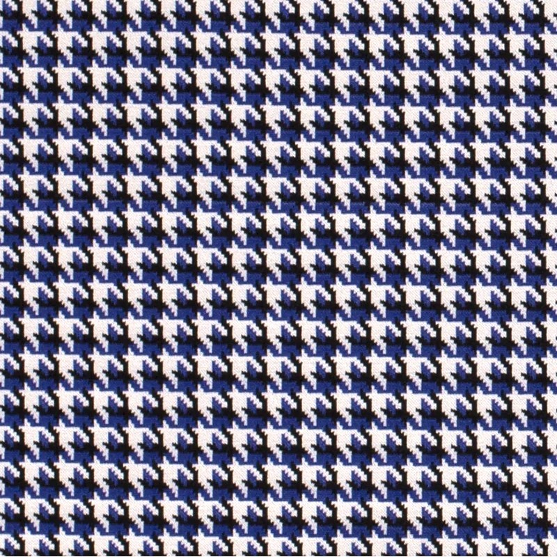 Jersey jacquard fabric houndstooth blue and black | Wolf Fabrics