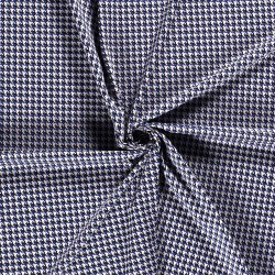 Jersey jacquard fabric houndstooth blue and black | Wolf Fabrics