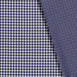 Jersey jacquard fabric houndstooth blue and black | Wolf Fabrics