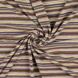 Jersey fabric with brown, beige, and gray stripes | Wolf Fabrics