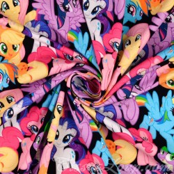 Fabric Jersey Cotton My Little Pony Black Background | Wolf Fabrics