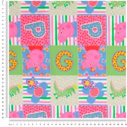 Fabric Jersey Cotton Peppa Pig Patchwork | Wolf Fabrics