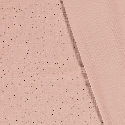 Double gauze fabric gold dots pink ballerina background | Wolf Fabrics