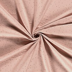 Double gauze fabric gold dots pink ballerina background | Wolf Fabrics