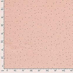 Double gauze fabric gold dots pink ballerina background | Wolf Fabrics