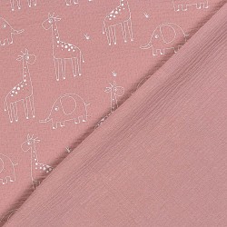 Double Gauze Fabric Giraffes and Elephants | Wolf Fabrics