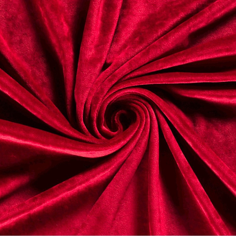 Ruby Red Velvet Jersey Fabric | Wolf Fabrics