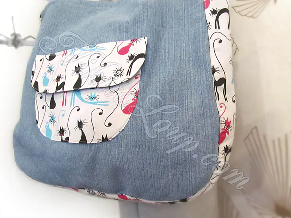 Sewing tutorial A bag from old jeans and printed cotton