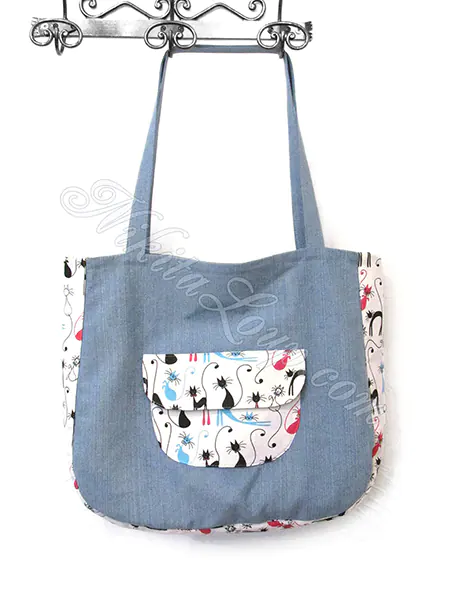 Sewing tutorial A bag from old jeans and printed cotton