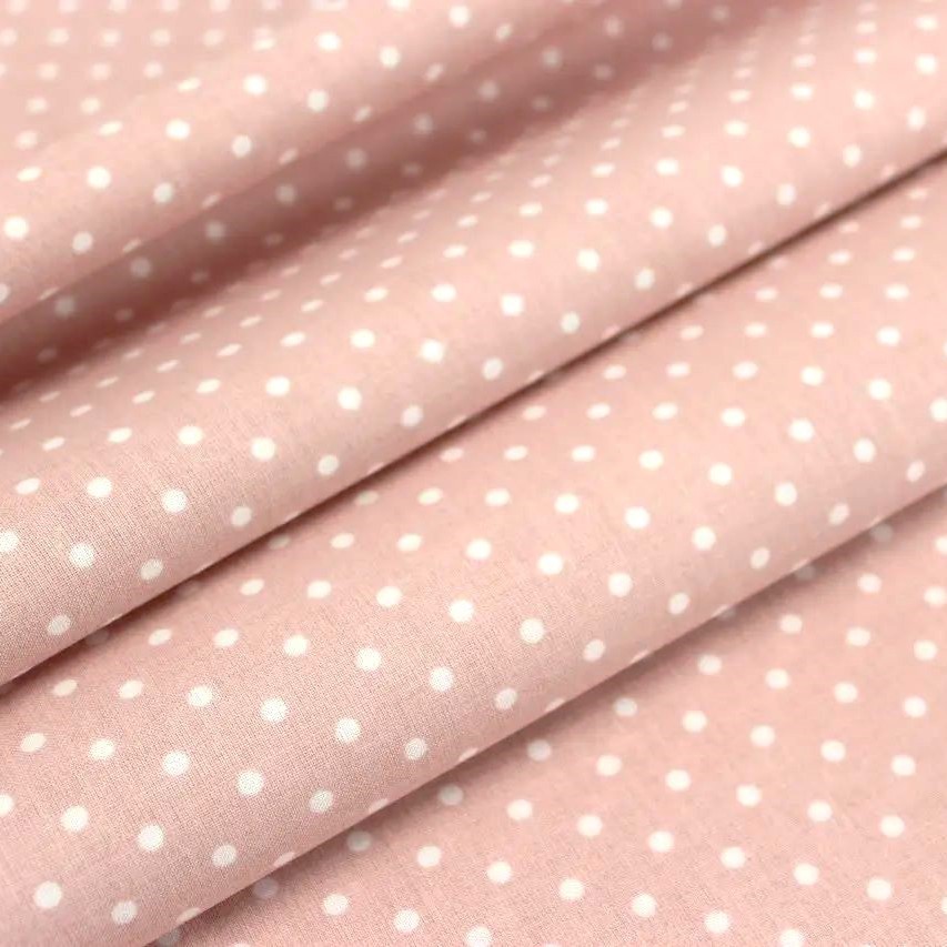 Fabric White Dots 4mm Powder Pink Background — 1