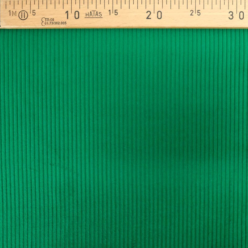 Basil Green Corduroy Fabric Wide Ribs 5 mm — 2