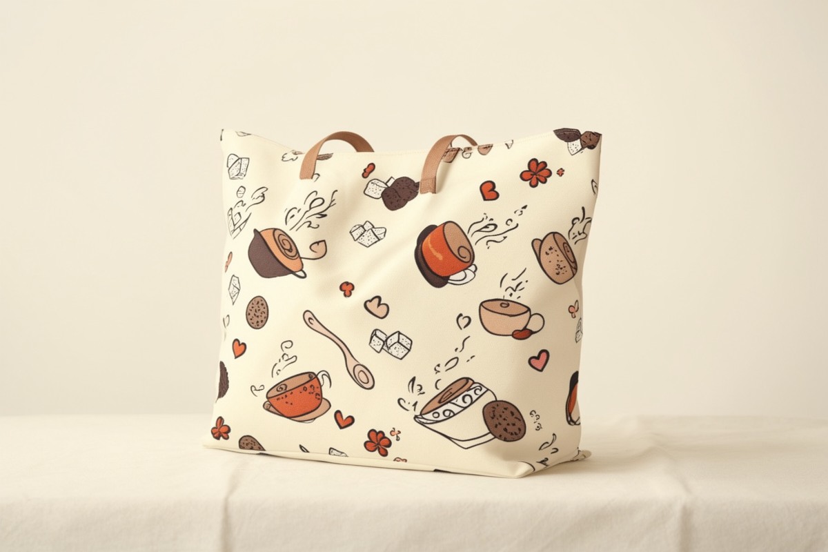 Coffee and biscuit print canvas bags Coffee and biscuit print canvas bags