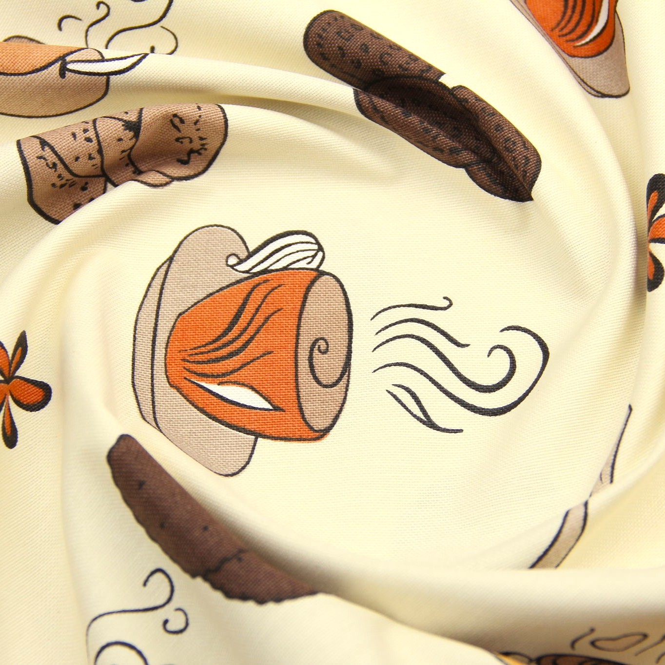 Semi Panama Deco Fabric Coffee and Biscuits Cream Background — 4